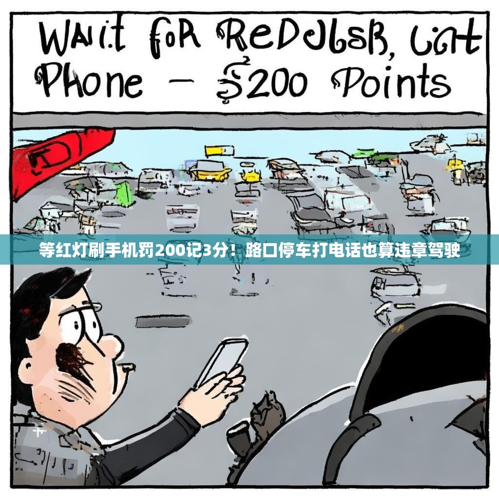 等红灯刷手机罚200记3分!路口停车打电话也算违章驾驶