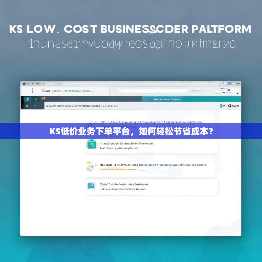 KS低价业务下单平台,如何轻松节省成本?